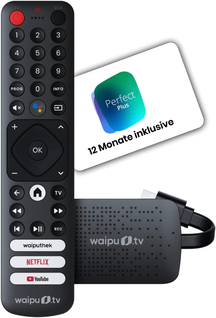 WAIPU.TV 4K Stick – Inkl. 3 Monate Waipu Perfect Plus, Mit WLAN, HDMI, Sprachsteuerung