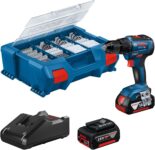 Bosch Professional 18V System Akku-Schrauber GSR 18V-55 mit 2 x 4.0 Ah-Akku + 82-teiliges Zubehör-Set für 199,99€