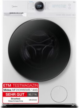 Midea MF200W80WB-14AS Waschmaschine (8,00 kg, 1400 U/min) fĂŒr 329,96 Euro