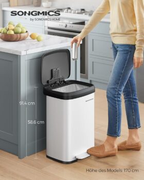 SONGMICS Tretmülleimer mit Deckel (50 Liter) für 39,99€