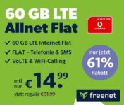 60GB LTE freenet Vodafone Allnet Flat für 14,99€ / Monat