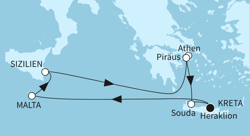 TUI Cruises östliches Mittelmeer Route