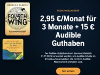 3 Monate audbile für 2,95€ / Monat (statt 9,95€) + 15€ Guthaben GRATIS