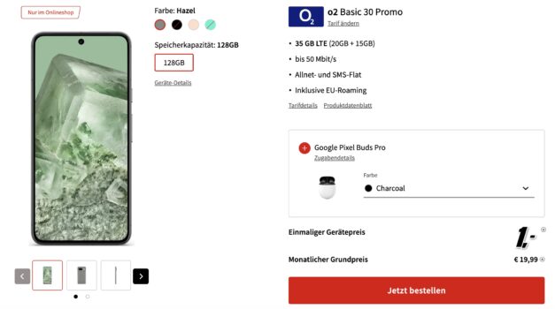 *PREISFEHLER?* 35GB LTE Allnet-Flat mit Google Pixel 8 + Pixel Buds Pro für 19,99€/Monat