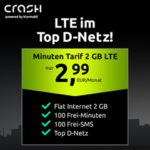 2GB LTE Tarif + 100 Freiminuten + 100 Frei-SMS im Vodafone-Netz für 2,99€ 🎉