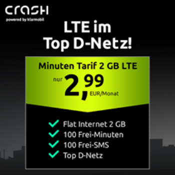 2GB LTE Tarif + 100 Freiminuten + 100 Frei-SMS im Vodafone-Netz für 2,99€ 🎉