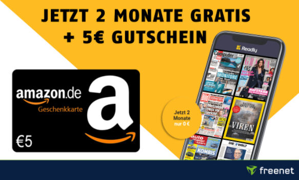 2 Monate Readly Zeitschriften-Flatrate mit 5€ Amazon-Gutschein kostenlos testen