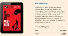*KNALLER* 12 Monate „Focus E-Paper“ für nur 10€ – selbstkündigend