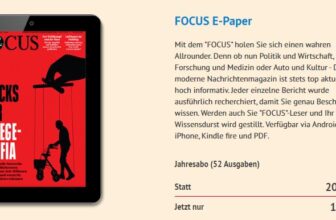 *KNALLER* 12 Monate „Focus E-Paper“ für nur 10€ – selbstkündigend