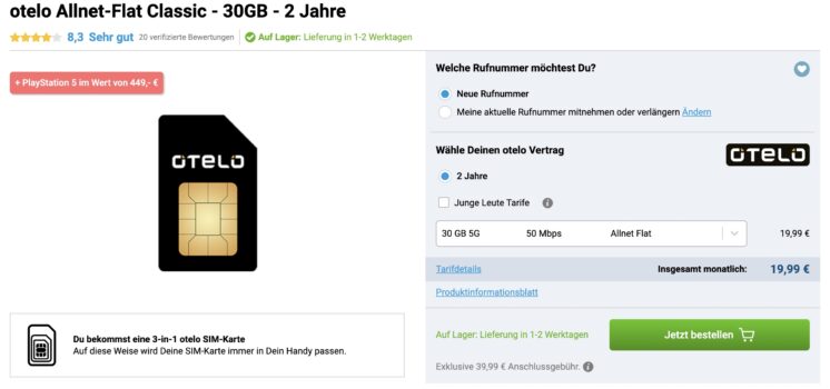 *MEGA* PlayStation 5 Slim für 0€ mit 30GB 5G Vodafone Allnet für 19,99€/Monat