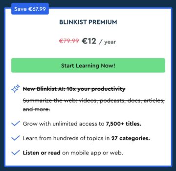 *KRACHER* Blinkist Jahresabo für 12€ (statt 79,99€)