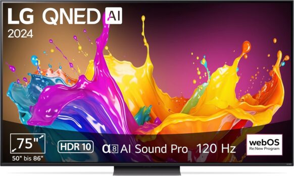 LG 75QNED86T6A 75″ (190 cm) QNED Fernseher für 1.299 Euro