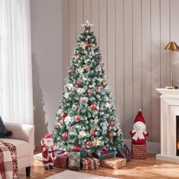 Yaheetech künstlicher Weihnachtsbaum mit Schnee und 64 Kiefernzapfen (183 cm) für 55,99 Euro