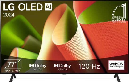 LG OLED77B4ELA 195 cm (77 Zoll) OLED Fernseher für 1.359 Euro