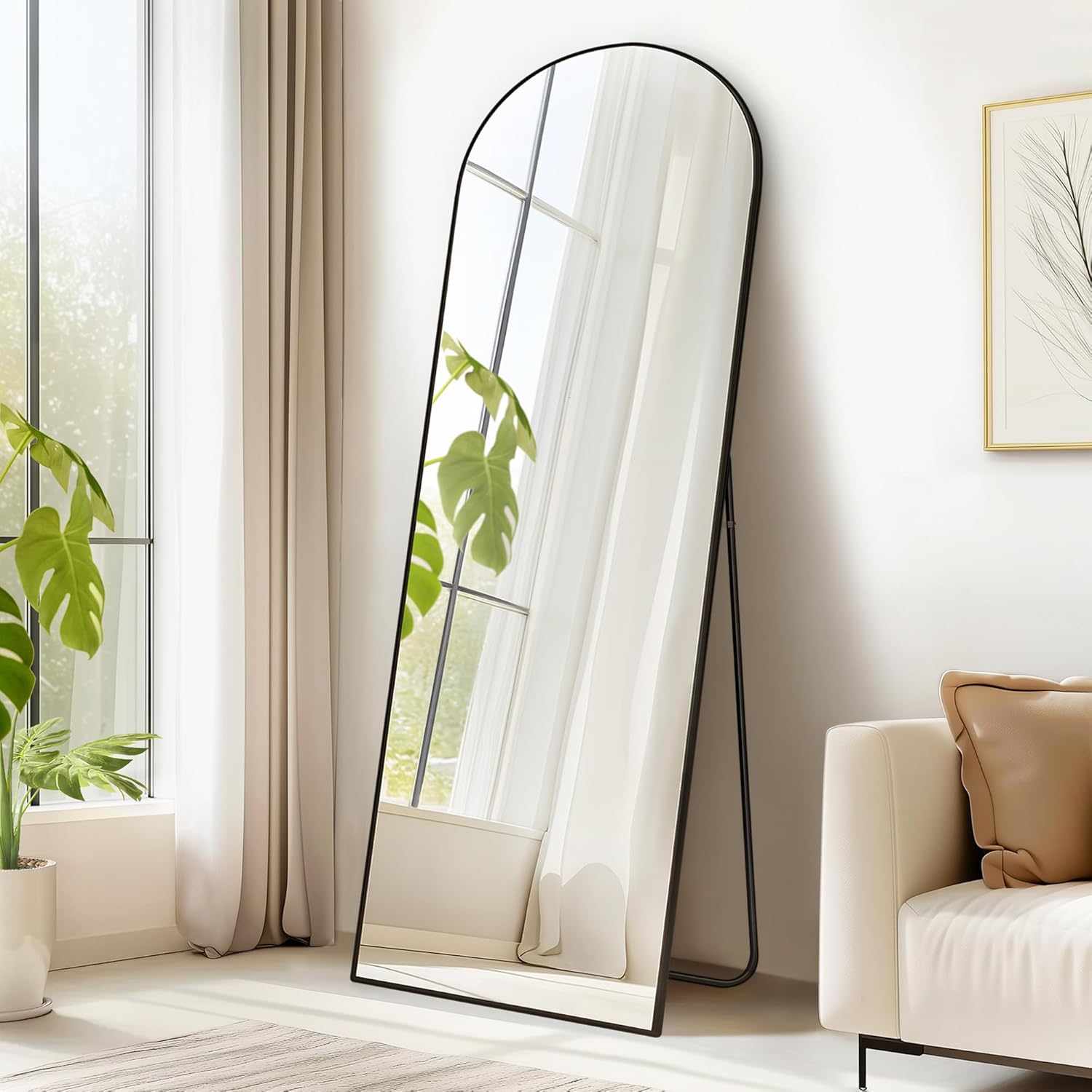 SONGMICS Ganzkörperspiegel, 160x50 Cm, Freistehend Oder Wandmontierbar - Eleganter Standspiegel Mit Alurahmen & Hartglas