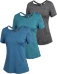 ADOME Damen Sportshirt Kurzarm Funktionsshirt (3er Pack) für 18,19 Euro