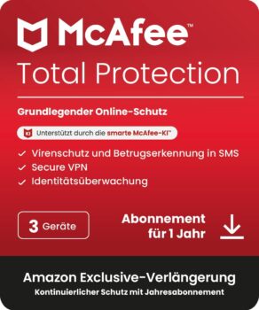 McAfee Total Protection 2025 (3 Geräte) für 12,99 Euro