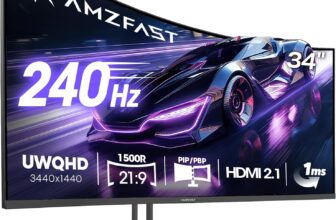 Amzfast 34 Zoll Curved Gaming Monitor (AMZG34C5Q Pro) für 237,49 Euro