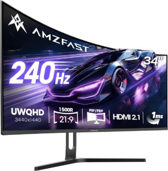 Amzfast 34 Zoll Curved Gaming Monitor (AMZG34C5Q Pro) für 237,49 Euro