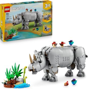 LEGO Creator 3in1-Set Wilde Tiere: Prächtiges Nashorn mit Vögeln (31171) für 45,59 Euro