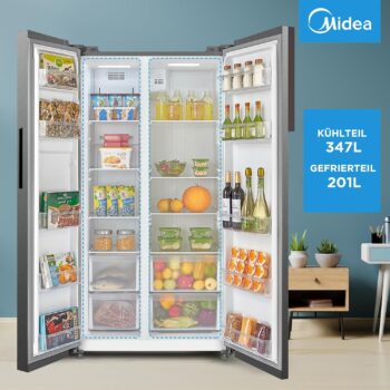 Midea MERS530FGE02 Side-by-Side Kühl-/Gefrierkombination (Inox) für 509,99 Euro