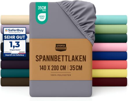 Utopia Bedding Spannbettlaken (140×200 cm) für 7,95 Euro