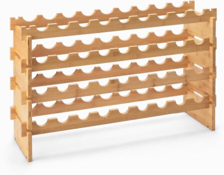 Amazon Basics – Stapelbares Weinregal aus Bambus (36 Flaschen) für 31,10 Euro