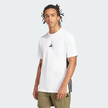 Adidas Herren Essential Three Stripes Single Jersey Tee (weiß) für 11,30 Euro