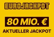*80 Mio € Jackpot* Lotto24 –  2 Felder Eurojackpot für 0,50€ statt 5,20€