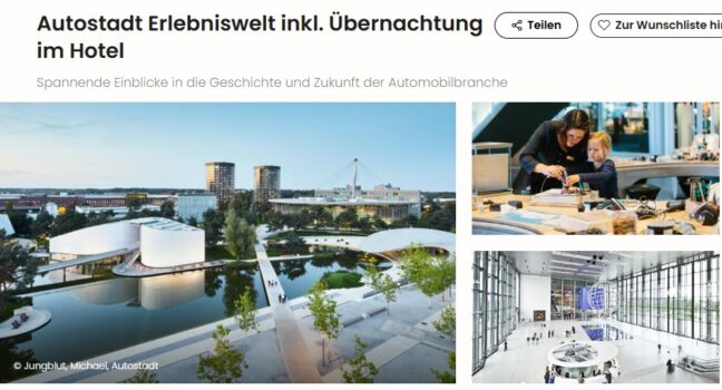 Tagesticket Autostadt in Wolfsburg inkl. ÜN im Hotel und Frühstück ab 76€ p.P.