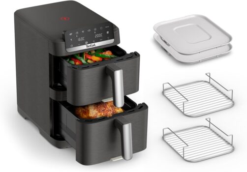 *PREISFEHLER* Tefal Easy Fry Crispy Stack Doppelkammer-Heißluftfritteuse (EY756HG0) für 34,99 Euro