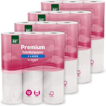 by Amazon Premium Toilettenpapier (4-lagig, 48 Rollen) für 17,90 Euro