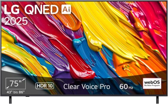 LG 75QNED82A6B 75 Zoll 4K QNED AI TV für 647 Euro