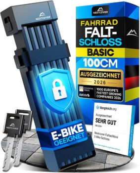 NEXTCOVER® FoldBasic Fahrrad-Faltschloss (100cm) für 19,99 Euro