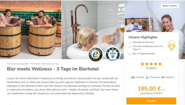 Bier meets Wellness: 3 Tage Bierhotel in Tschechien mit Bierbad und Zapfhahn im Zimmer für 185 € p. P.