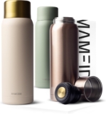 MAMEIDO Thermoskanne mit Becher (1 L, Ivory Beige Gold) für 13,99 Euro