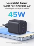 UGREEN 45W USB-C Ladegerät (3-Port, GaN, PPS) für 12,99 Euro