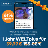 WELTplus Jahresabo für 59,99€ im 1. Jahr